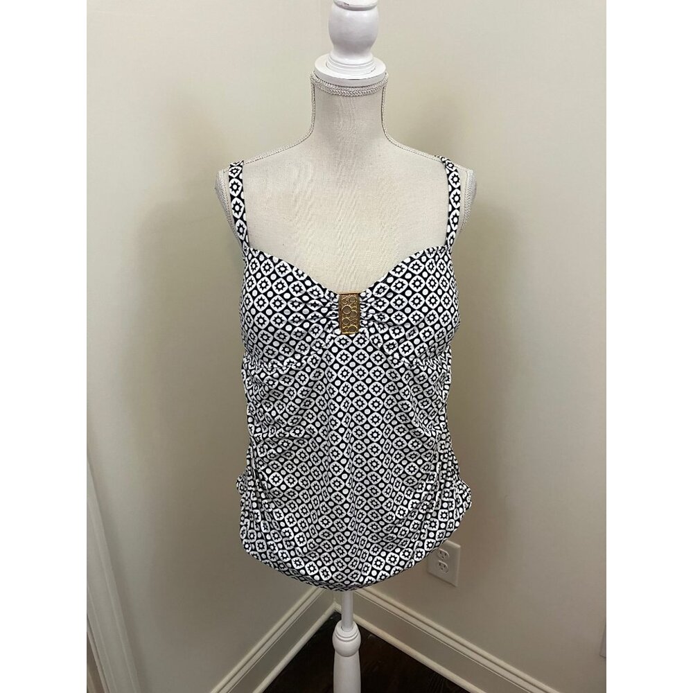 Anne Cole Collection Black White Swim Top Size 16 - Picture 1 of 5